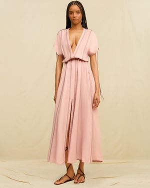 Caravana Solara Long Dress Linen Cupro - Pink
