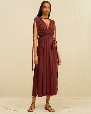 Caravana Lazara Midi Dress Artisanal Cotton - Natural
