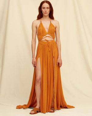 Caravana Kimi Maxi Dress Cotton Gauze - Orange