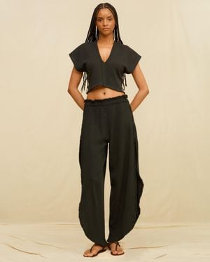 Caravana Amro Cropped Top Cotton Jute - Black