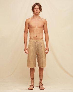 Caravana Bexni Lines Shorts Linen Cotton - Brown
