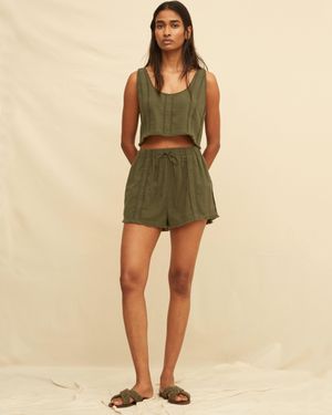 Caravana Avani Crop Vest Artisanal Cotton - Green