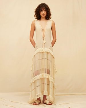 Caravana Maia Knit Maxi Dress Linen Blend - Natural