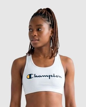 Champion Sports Bra, Script Logo - White