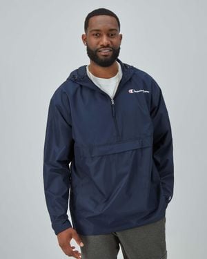 Champion Stadium Packable Jacket, Script Logo - Blue