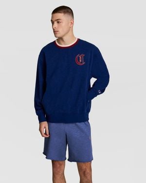 Champion Modern Retro Washed Crew Sweatshirt, C Logo - Blue