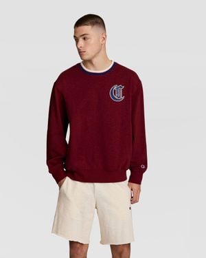 Champion Modern Retro Washed Crew Sweatshirt, C Logo - Red