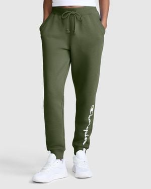 Champion Powerblend Sweatpants, Classic Script Logo - Green