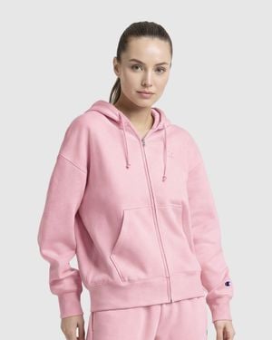 Champion Powerblend Fleece Zip-Up Hoodie, C Logo - Pink