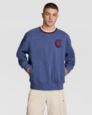 Champion Modern Retro Washed Crew Sweatshirt, C Logo - Blue