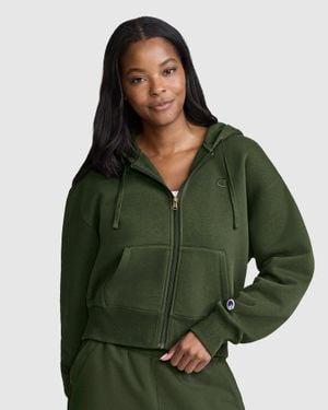 Champion Cropped Zip-Up Hoodie - Green