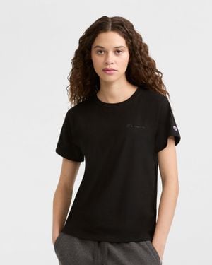Champion Classic T-Shirt, Tonal Left Chest Script - Black