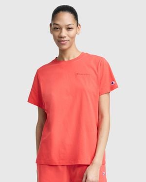 Champion Classic T-Shirt, Tonal Left Chest Script - Red