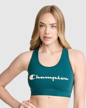 Champion Sports Bra, Script Logo - Blue