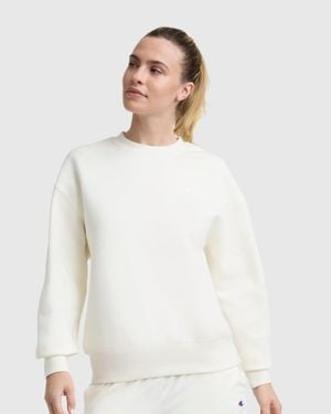 Champion Powerblend Crewneck Sweatshirt, Small "C" - White