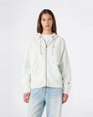 Champion Knitted Hooded Full Zip Sweatshirt - White