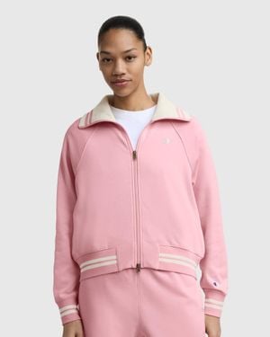 Champion Pitcher Full-Zip Mockneck Top, C Logo - Pink