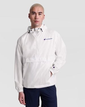Champion Stadium Packable Jacket, Script Logo - Gray