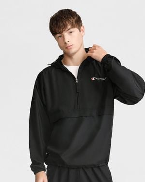Champion Stadium Packable Jacket, Script Logo - Black