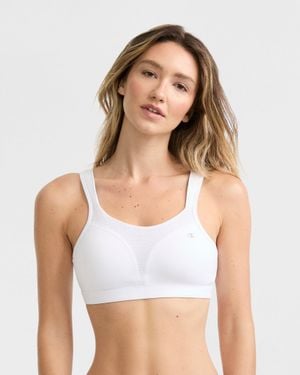Champion Spot Comfort High-Impact Sports Bra, C Logo - White