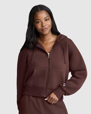 Champion Cropped Zip-Up Hoodie - Brown