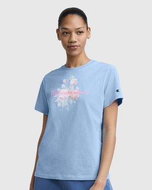Champion Blurred Roses Graphic T-Shirt, C Logo - Blue