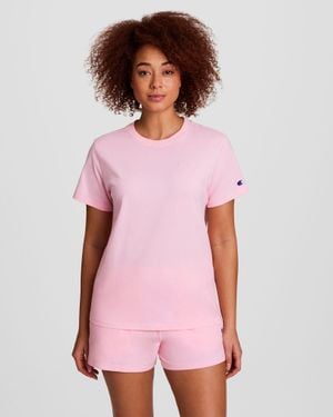 Champion Classic T-Shirt, Tonal Left Chest Script - Pink