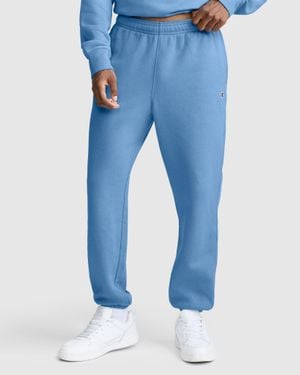 Champion Powerblend Sweatpants, Cinched Bottom, C Logo - Blue