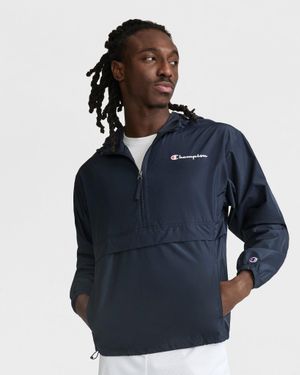 Champion Stadium Packable Jacket, Script Logo - Blue