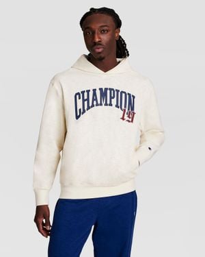 Champion Modern Retro Washed Hoodie, C Logo - White