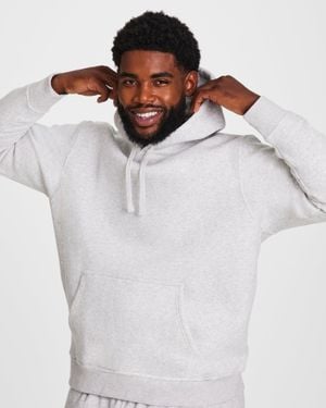 Champion Powerblend Hoodie, C Logo - White