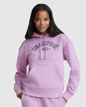 Champion Fleece Hoodie, Satin Applique - Purple