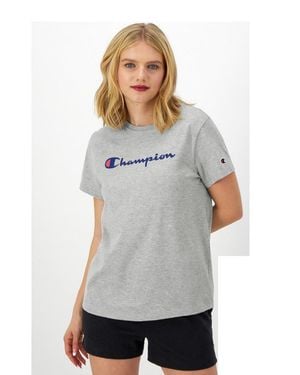 Champion Classic T-Shirt, Script Logo - Gray