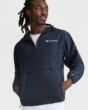 Champion Stadium Packable Jacket, Script Logo - Blue