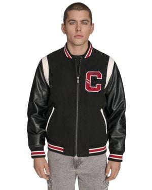 Champion Mixed Media Varsity Logo Jacket - Black