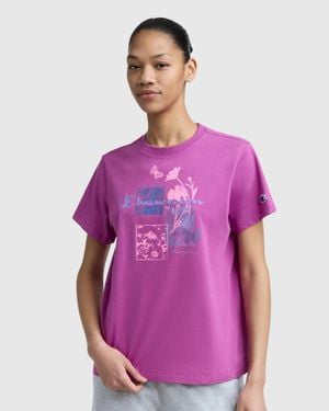 Champion Butterfly Collage Graphic T-Shirt, C Logo - Purple