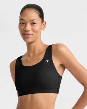 Champion Soft Touch Sports Bra, C Logo - Black