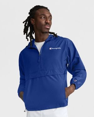Champion Stadium Packable Jacket, Script Logo - Blue