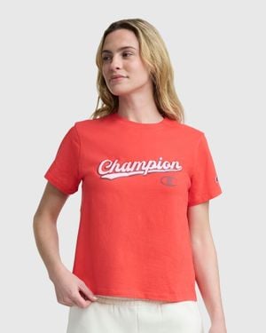 Champion Modern Retro Baseball Graphic T-Shirt, Script Logo - Red