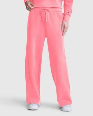Champion Wide Leg Fleece Sweatpants, C Logo - Pink