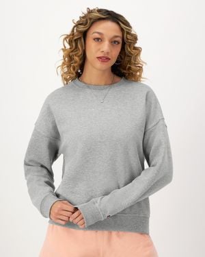Champion Powerblend Crewneck Sweatshirt, Embroidered Script Logo - Gray