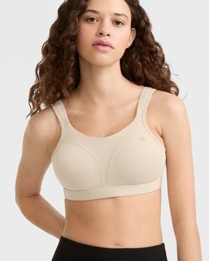 Champion Spot Comfort High-Impact Sports Bra, C Logo - Natural