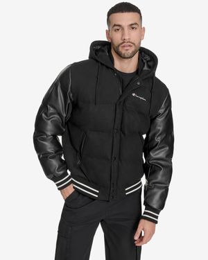 Champion Quilted Puffer Hoodie Bomber - Black