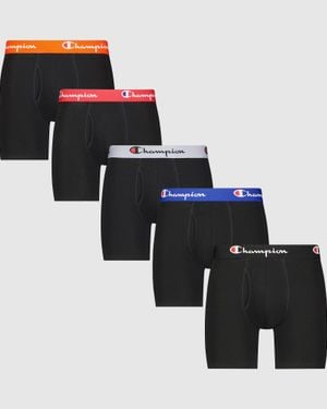 Champion 5 Pk Cotton Stretch Boxer Brief - Black