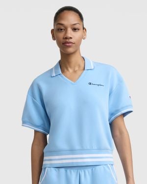 Champion Tennis Court Polo, Embroidered Script Logo - Blue