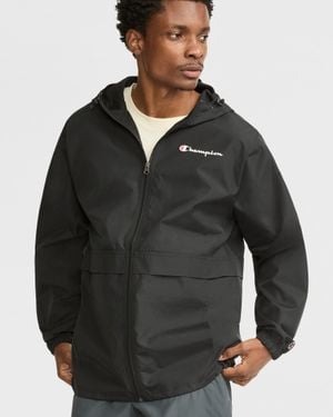 Champion , Stadium Full-zip, Wind, Water Resistant Jacket For , Black Small Script, X-large