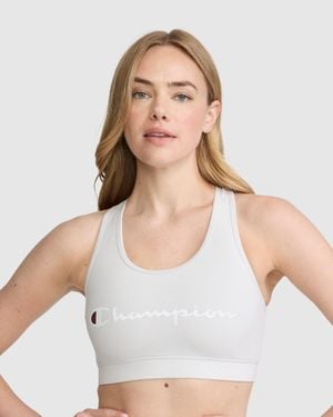 Champion Sports Bra, Script Logo - White