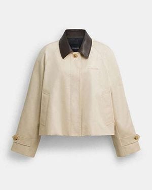 COACH Swing Trench Coat With Leather Collar - Black
