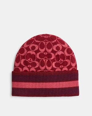 COACH Gorro de rayas varsity de firma - Rojo