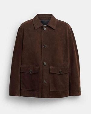 COACH Suede Shirt Jacket - Brown